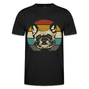 French Bulldog French Bulldog retro - Men's Functional T-Shirt - black - Front - AI Model Male 178 dark (178cm)
