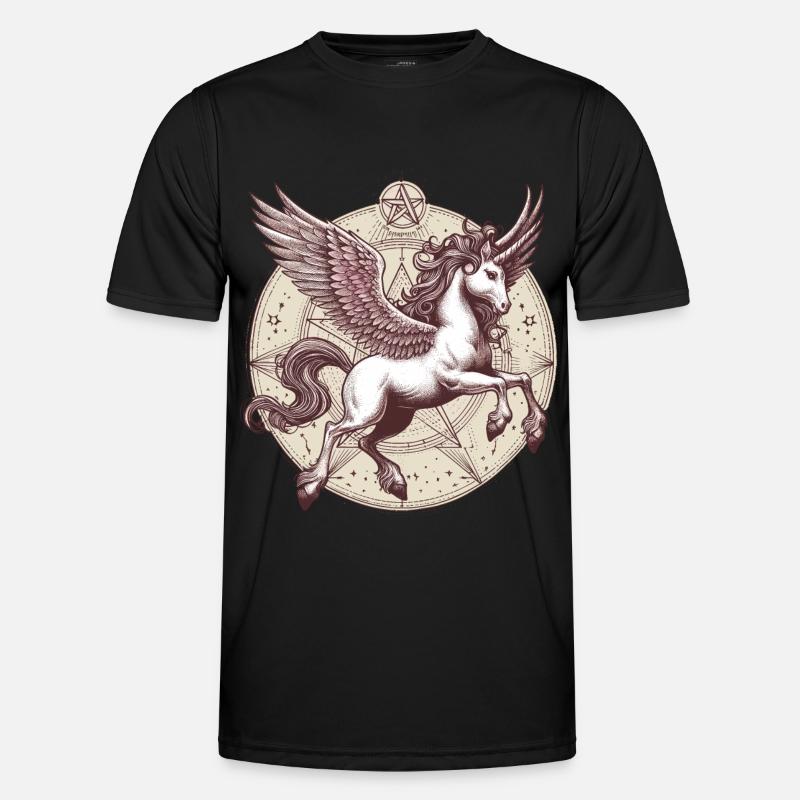Fliegendes Einhorn mit Penagram Männer Funktions-T-Shirt