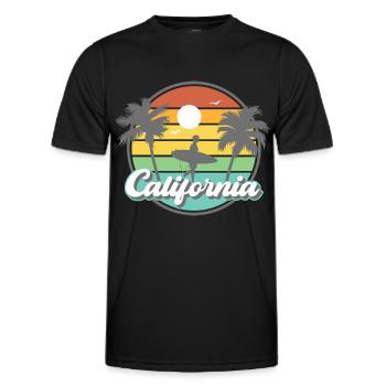 California Retro Surfer Palm Beach Holiday - Men's Functional T-Shirt - black - Front - AI Model Male 178 dark (178cm)