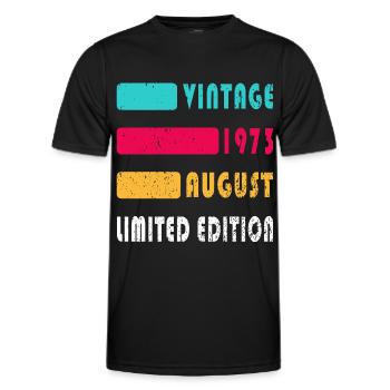 Août 1973 Anniversaire Août 1973 Août - T-shirt sport Homme - noir - Devant - AI Model Male 178 dark (178cm)