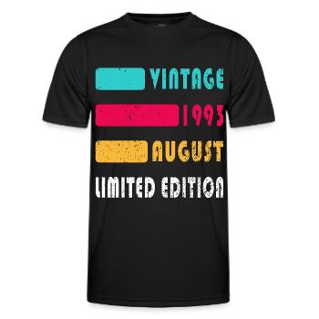 Août 1993 Anniversaire Août 1993 Août - T-shirt sport Homme - noir - Devant - AI Model Male 178 dark (178cm)