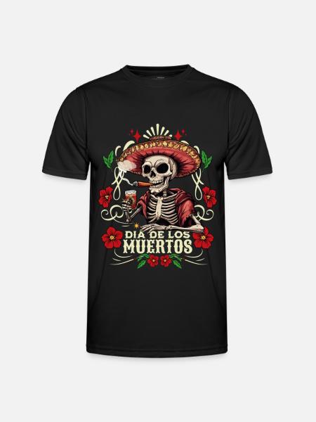 Dia De Los Muertos Skull Skull Tequilla - Men's Functional T-Shirt - black