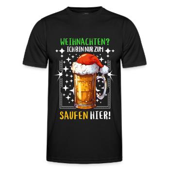 Weihnachten Bier Saufen Alkohol Prost Lustig Humor - Männer Funktions-T-Shirt - Schwarz - Vorne - AI Model Male 178 dark (178cm)