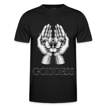 GODDESS (Untertitel) #012 - Männer Funktions-T-Shirt - Schwarz - Vorne - AI Model Male 178 dark (178cm)
