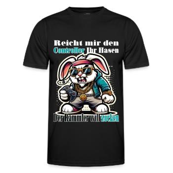 Reicht mit den Controller Hase zocken - Männer Funktions-T-Shirt - Schwarz - Vorne - AI Model Male 178 dark (178cm)