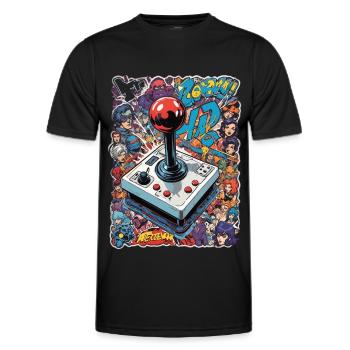 Retro Gamer Joystick / Controller Jeux de console - T-shirt sport Homme - noir - Devant - AI Model Male 178 dark (178cm)