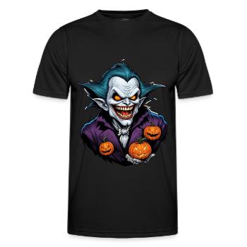 Halloween - Vampir Blutsauger Grusel mit Kürbis - Männer Funktions-T-Shirt - Schwarz - Vorne - AI Model Male 178 dark (178cm)