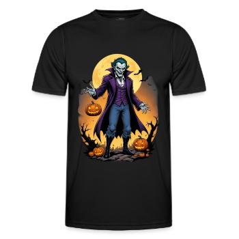 Halloween - Alien Horror with Pumpkin - Men's Functional T-Shirt - black - Front - AI Model Male 178 dark (178cm)