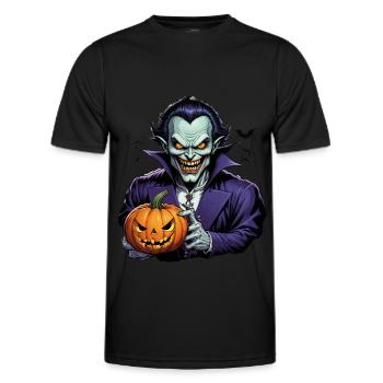 Halloween - Vampir Blutsauger Grusel mit Kürbis - Männer Funktions-T-Shirt - Schwarz - Vorne - AI Model Male 178 dark (178cm)