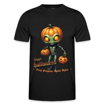 Alien with pumpkin heads Halloween - Men's Functional T-Shirt - black - Front - AI Model Male 178 dark (178cm)