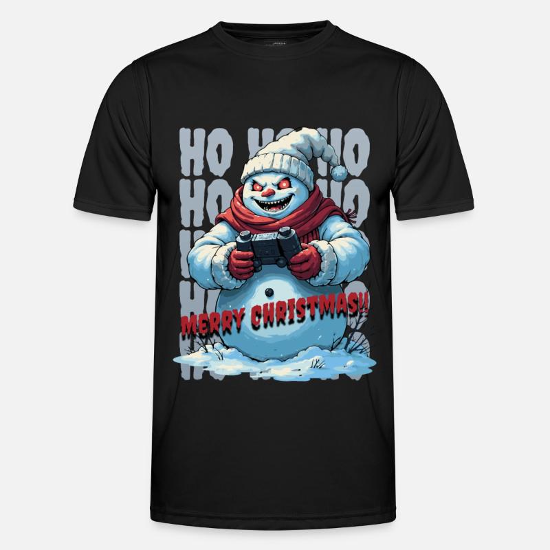 Evil Snowman Playing Christmas - Men's Functional T-Shirt - black