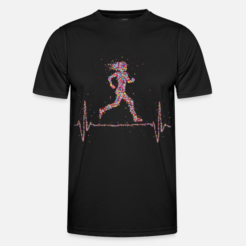 Jogging Heartbeat Runner Marathon - Men's Functional T-Shirt - black