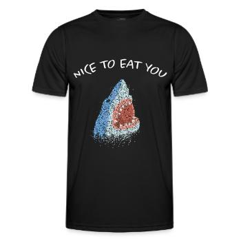 Nice To Eat You White Shark Shark - Men's Functional T-Shirt - black - Front - AI Model Male 178 dark (178cm)