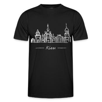 Kiew Skyline Silhouette Städtetrip Ukraine - Männer Funktions-T-Shirt - Schwarz - Vorne - AI Model Male 178 dark (178cm)