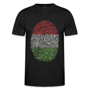 Hongrie Hongrois Hongrois Empreintes Digitales Flag - T-shirt sport Homme - noir - Devant - AI Model Male 178 dark (178cm)
