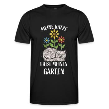 Garten Gartenarbeit Floristik Katzenbesitzer Katze - Männer Funktions-T-Shirt - Schwarz - Vorne - AI Model Male 178 dark (178cm)
