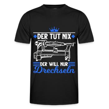 Der tut nix Der will nur Drechseln Drechsler - Männer Funktions-T-Shirt - Schwarz - Vorne - AI Model Male 178 dark (178cm)