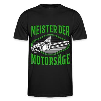 Meister der Motorsäge Baumfäller Kettensäge - Männer Funktions-T-Shirt - Schwarz - Vorne - AI Model Male 178 dark (178cm)