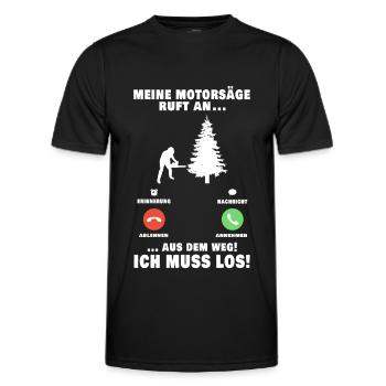 Meine Motorsäge ruft an Baumfäller Anruf - Männer Funktions-T-Shirt - Schwarz - Vorne - AI Model Male 178 dark (178cm)