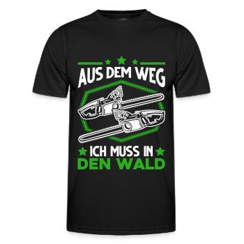 Aus den Weg Ich muss in den Wald Baumfäller - Männer Funktions-T-Shirt - Schwarz - Vorne - AI Model Male 178 dark (178cm)