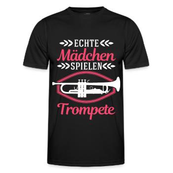 Echte Mädchen spielen Trompete Trompetistin - Männer Funktions-T-Shirt - Schwarz - Vorne - AI Model Male 178 dark (178cm)