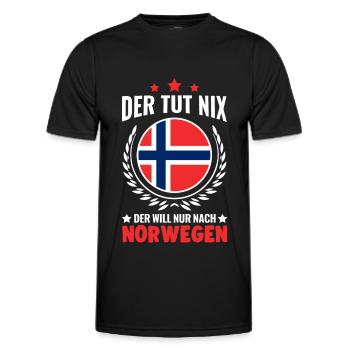 Der tut nix Der will nur nach Norwegen - Männer Funktions-T-Shirt - Schwarz - Vorne - AI Model Male 178 dark (178cm)