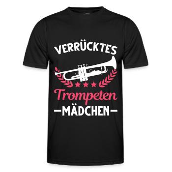 Verrücktes Trompeten Mädchen Trompetistin Mädel - Männer Funktions-T-Shirt - Schwarz - Vorne - AI Model Male 178 dark (178cm)