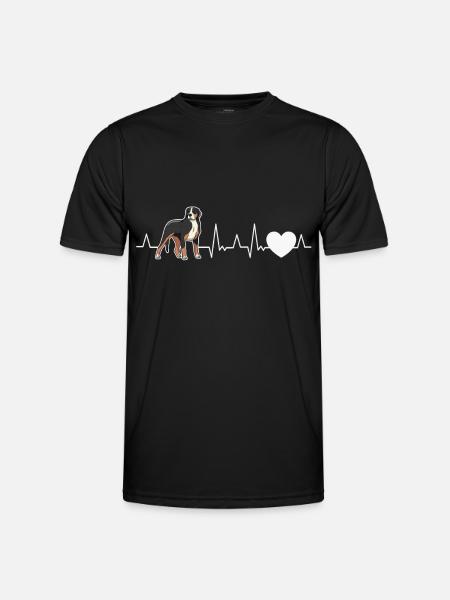 Appenzeller Sennenhund Heartbeat Chien Suisse - T-shirt sport Homme - noir