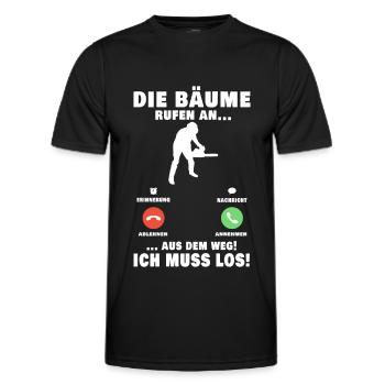 Die Bäume rufen an Baumfäller Förster Forstwirt - Männer Funktions-T-Shirt - Schwarz - Vorne - AI Model Male 178 dark (178cm)