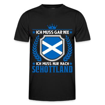 Ich muss gar nix Ich muss nur nach Schottland - Männer Funktions-T-Shirt - Schwarz - Vorne - AI Model Male 178 dark (178cm)