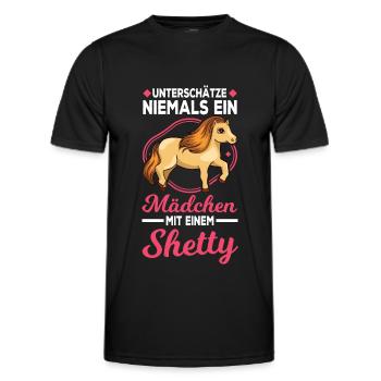 Shetland Pony Mädchen Shetty Mädel Reiterin - Männer Funktions-T-Shirt - Schwarz - Vorne - AI Model Male 178 dark (178cm)