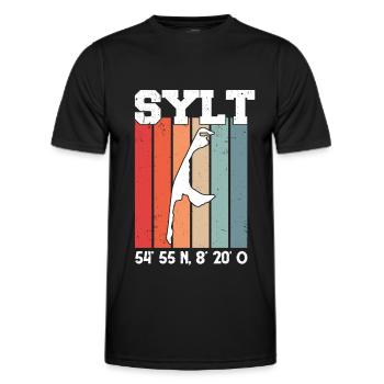 Sylt Koordinaten Insel Nordsee Strandkorb Ostsee - Männer Funktions-T-Shirt - Schwarz - Vorne - AI Model Male 178 dark (178cm)