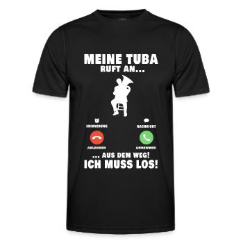 Meine Tuba ruft an Tubist Orchester Tubaspieler - Männer Funktions-T-Shirt - Schwarz - Vorne - AI Model Male 178 dark (178cm)