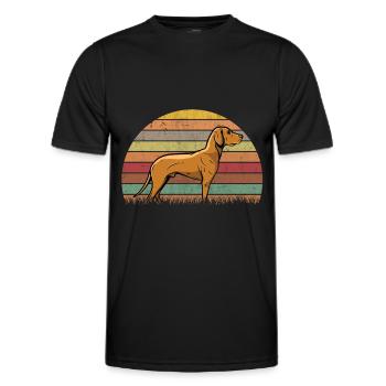 Magyar Vizsla Retro Wirehair Vizsla - Men's Functional T-Shirt - black - Front - AI Model Male 178 dark (178cm)