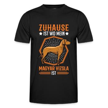 Zuhause ist wo mein Magyar Vizsla ist Vizsla - Männer Funktions-T-Shirt - Schwarz - Vorne - AI Model Male 178 dark (178cm)