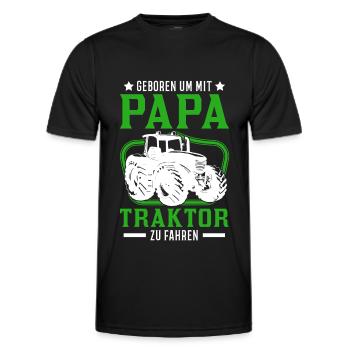 Traktor Papa Sohn Landwirt Traktorfahrer - Männer Funktions-T-Shirt - Schwarz - Vorne - AI Model Male 178 dark (178cm)
