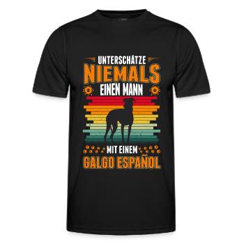 Galgo Español Mann Spanischer Windhund - Männer Funktions-T-Shirt - Schwarz - Vorne - AI Model Male 178 dark (178cm)