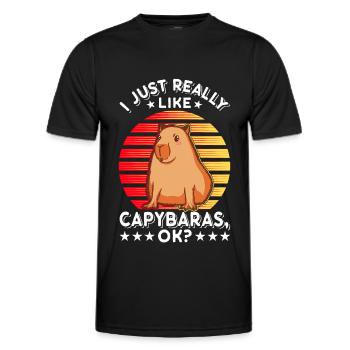 I just really like Capybaras capybara - Men's Functional T-Shirt - black - Front - AI Model Male 178 dark (178cm)