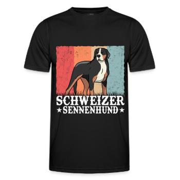 Großer Schweizer Sennenhund Retro - Männer Funktions-T-Shirt - Schwarz - Vorne - AI Model Male 178 dark (178cm)