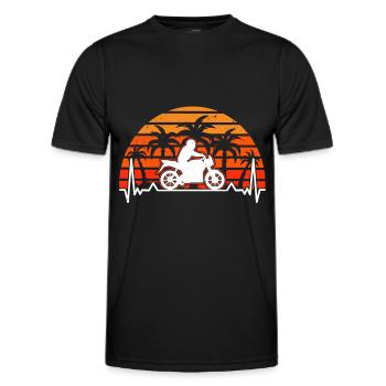 Motorradfahrer Herzschlag Retro Motorrad Biker - Männer Funktions-T-Shirt - Schwarz - Vorne - AI Model Male 178 dark (178cm)