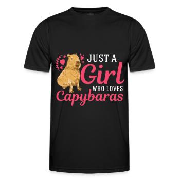 Just a girl who loves capybaras capybara - Men's Functional T-Shirt - black - Front - AI Model Male 178 dark (178cm)