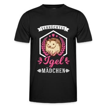 Verrücktes Igel Mädchen Stacheligel - Männer Funktions-T-Shirt - Schwarz - Vorne - AI Model Male 178 dark (178cm)