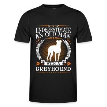 Greyhound Alter Mann Britischer Windhund - Männer Funktions-T-Shirt - Schwarz - Vorne - AI Model Male 178 dark (178cm)