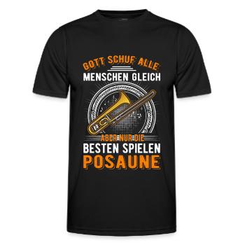 Posaune Gott Posaunenspieler Posaunist - Männer Funktions-T-Shirt - Schwarz - Vorne - AI Model Male 178 dark (178cm)