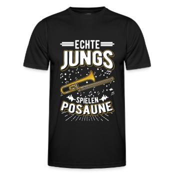 Echte Jungs spielen Posaune Posaunist - Männer Funktions-T-Shirt - Schwarz - Vorne - AI Model Male 178 dark (178cm)