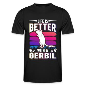 La vie est meilleure avec une gerbille de rat de course Gerbil - T-shirt sport Homme - noir - Devant - AI Model Male 178 dark (178cm)