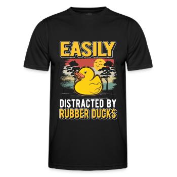 Facilement distrait par Rubber Ducks Rubber Duck - T-shirt sport Homme - noir - Devant - AI Model Male 178 dark (178cm)