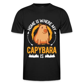 Home is where my Capybara is Wasserschwein - Männer Funktions-T-Shirt - Schwarz - Vorne - AI Model Male 178 dark (178cm)