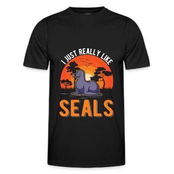 J’aime vraiment Seal Sea Lion Seal - T-shirt sport Homme - noir - Devant - AI Model Male 178 dark (178cm)