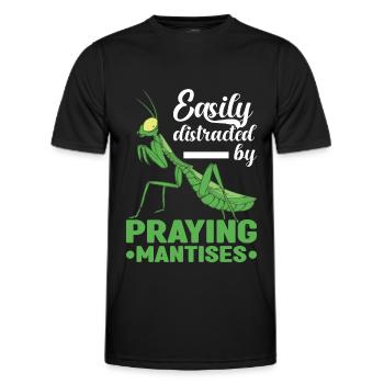Easily distracted by Praying Mantises Fangschrecke - Men's Functional T-Shirt - black - Front - AI Model Male 178 dark (178cm)